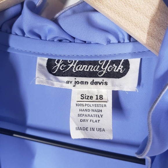 Vintage Jo Hanna York Polyester Ruffle Trimmed Dress 18 L Periwinkle Blue - Picture 14 of 15